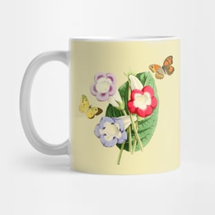 Watercolor flowers and butterflies - vintage snapdragons Mug